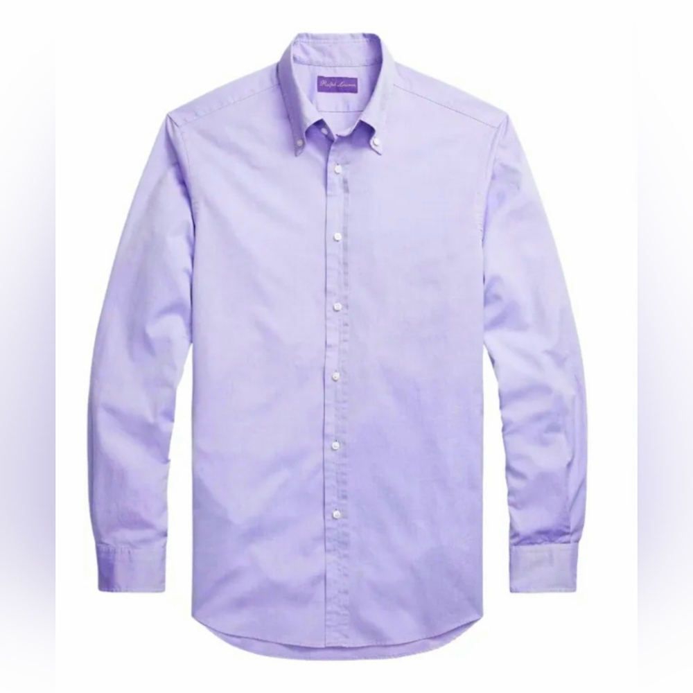 Ralph Lauren Purple Label Washed Pinpoint Light Purple Oxford Shirt